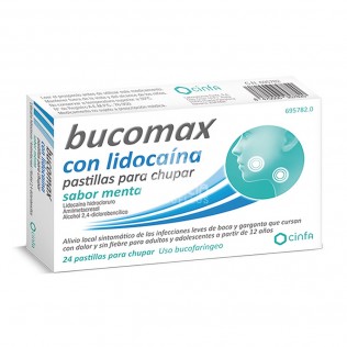BUCOMAX LIDOCAINA 24 PASTILLAS PARA CHUPAR MENTA