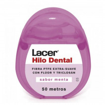 Lacer Hilo Dental Extra-Suave Con Flúor y Triclosán Sabor Menta, 50m