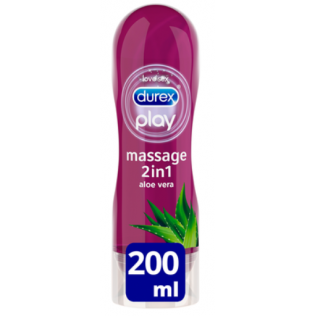 Durex Play Massage 2 en 1 Gel de Masaje y Lubricante con Aloe Vera, 200ml