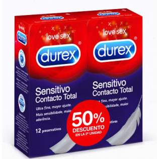 Durex Sensitivo Contacto Total DUPLO Preservativos, 12 unidades