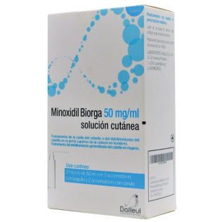 MINOXIDIL BIORGA 50 MG/ML SOLUCION CUTANEA 3 FRASCOS 60 ML