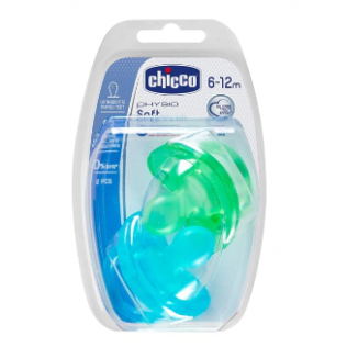 CHUPETE SILICONA CHICCO PHYSIO SOFT TODOGOMA 6- 12 M NIÑO 2 CHUPETES