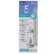 BIBERON PLASTICO T SILICONA CHICCO PERFECT5 ROSA 4M+ FLUJO RAPIDO 300 ML