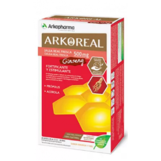 Arkoreal Jalea Real 500mg Fresca + Ginseng 20 ampollas