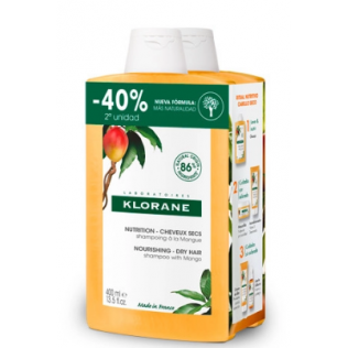 KLORANE DUPLO CHAMPU MANGO 2X400ML