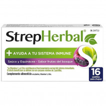 STREPHERBAL 16 PASTILLAS PARA CHUPAR SABOR SAUCO Y EQUINACEA