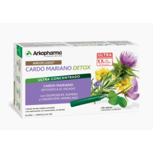 ARKOFLUIDO CARDO MARIANO DETOX 20 AMPOLLAS 15 ML