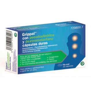 GRIPPAL CON PSEUDOEFREDRINA Y DEXTROMETORFANO 16 CAPSULAS
