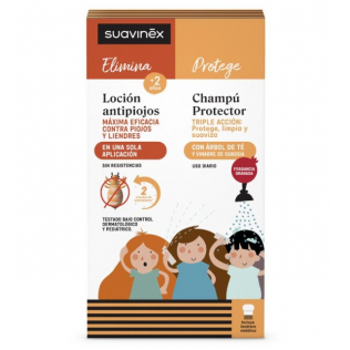 SUAVINEX SET ANTIPIOJOS LOCION + CHAMPU PROTECTOR ARBOL DEL TE 1 ENVASE 125 ML + 1 ENVASE 250 ML