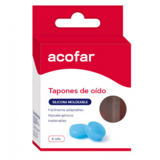 TAPONES OIDOS SILICONA MOLDEABLE ACOFAR 6 UNIDADES