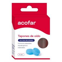 TAPONES OIDOS SILICONA MOLDEABLE ACOFAR 6 UNIDADES