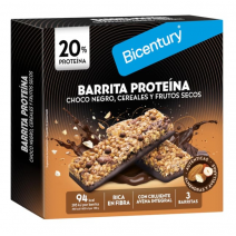 BICENTURY BARRITA PROTEINA CHOCO CERE FRUTOS SECOS 3 BARRITAS