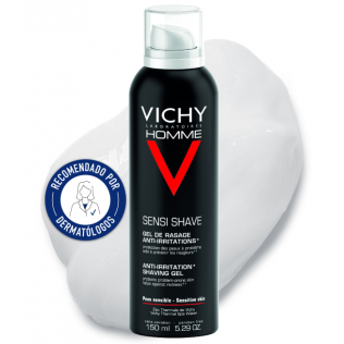 Vichy Homme Sensi Shave Gel de Afeitado Anti-Irritaciones, 150ml
