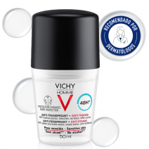 Vichy Desodorante Homme Antitranspirante Antimanchas Roll On, 50 ml