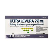 ULTRA-LEVURA 250 MG 10 FRASCOS POLVO Y DISOLVENTE PARA SUSP