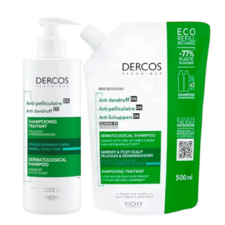 Vichy DUPLO Dercos Champu Anticaspa Graso 400ml + Ecorefil 500ml
