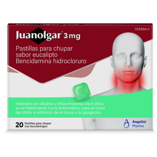 JUANOLGAR 3MG 20 PASTILLAS CHUPAR SABOR EUCALIPTO