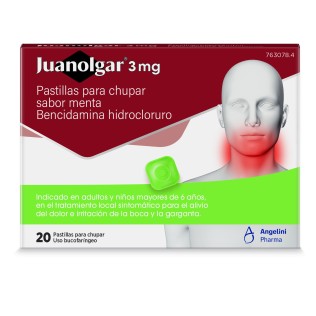 JUANOLGAR 3MG 20 PASTILLAS CHUPAR SABOR MENTA
