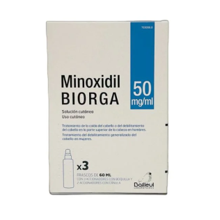 MINOXIDIL BIORGA 50 MG/ML SOLUCION CUTANEA 3 FRASCOS 60 ML