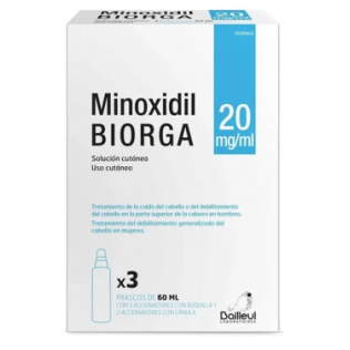 MINOXIDIL BIORGA 20 MG/ML SOLUCION CUTANEA 3 FRASCOS 60 ML
