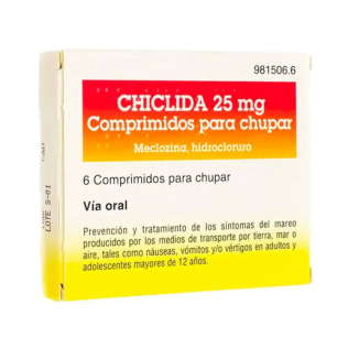 CHICLIDA 25 MG 6 COMPRIMIDOS PARA CHUPAR