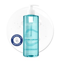 Gel limpiador La Roche Posay Effaclar Supramolecular 400ml con textura de fondo y sello dermatológico