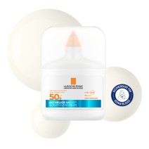 Protector solar sérum La Roche Posay Anthelios UV Air SPF50+ 40ml con textura y sello dermatológico