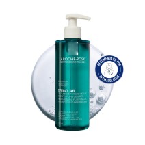Gel Purificante Micro-Exfoliante La Roche Posay Effaclar Duo 400ml de La Roche Posay con textura de fondo y sello dermatológico