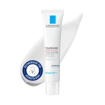 Crema tratamiento calmante Kerium DS de La Roche Posay 40ml con textura de fondo y sello dermatológico