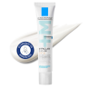 Tratamiento anti-acné Effaclar Duo SPF30 40ml de La Roche Posay con textura de fondo y sello dermatológico