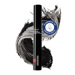 Mascara de Pestañas Waterproff Negro 6ml Toleriane de La Roche Posay con textura de fondo y sello dermatológico