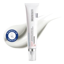 Crema complejo antiarrugas Redermic R 30 ml de La Roche Posay con textura de fondo y sello dermatológico