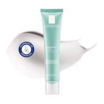 Tratamiento hidratante Hydraphase HA Intense Textura Ligera 40 ml de La Roche Posay con tecxtura de fondo y sello dermatológico
