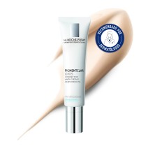 Contorno de Ojos Corrector de Ojeras Pigmentclar 15ml de La Roche Posay con textura de fondo y sello dermatologico