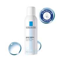 Agua Termal 150 ml de La Roche Posay con textura de fondo y sello dermatológico