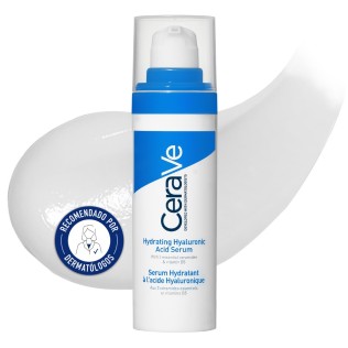 Sérum Hidratante Ácido Hialurónico 30ml CeraVe con sello dermatológico y textura de fondo