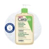 Limpiador Aceite Espumoso Hidratante 473ml Cerave con textura de fondo y sello dermatológico