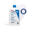 Locion Hidratante Formato Familiar 976 ml Cerave con textura de fondo y sello dermatológico