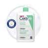 Limpiador Espumoso Formato Familiar 1000 ml CeraVe con textura de fondo y sello dermatológico