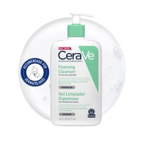 Gel Limpiador Espumoso 473ml CeraVe con textura de fondo y sello dermatológico
