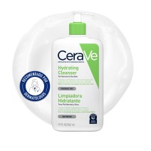 Gel Limpiador Hidratante 473ml CeraVe con textura de fondo y sello dermatológico